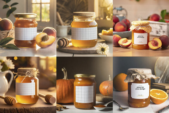 Homemade Jelly Jars Labels Mockups