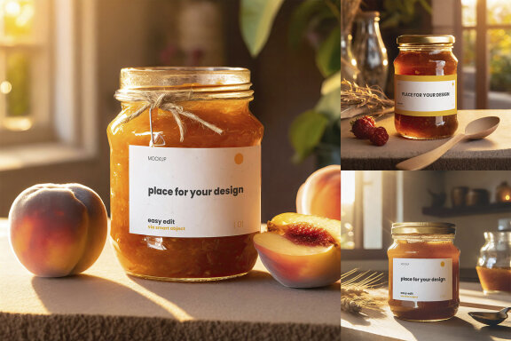 Homemade Jelly Jars Labels Mockups