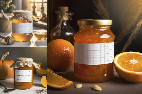 Homemade Jelly Jars Labels Mockups