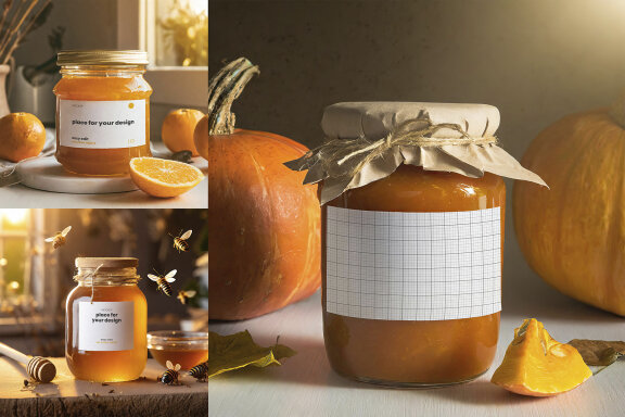 Homemade Jelly Jars Labels Mockups