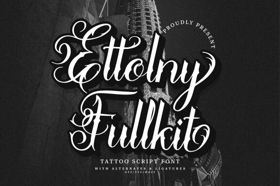 Ettolny Fullkit | Tattoo Script Font