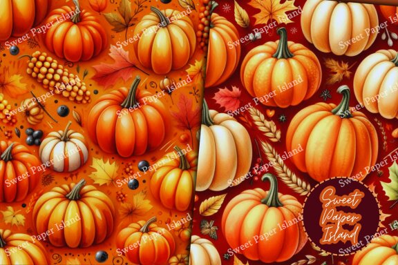 6 FREE Digital Papers Patterns - Pumpkins
