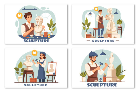 9 Stone Sculpture Illustration
