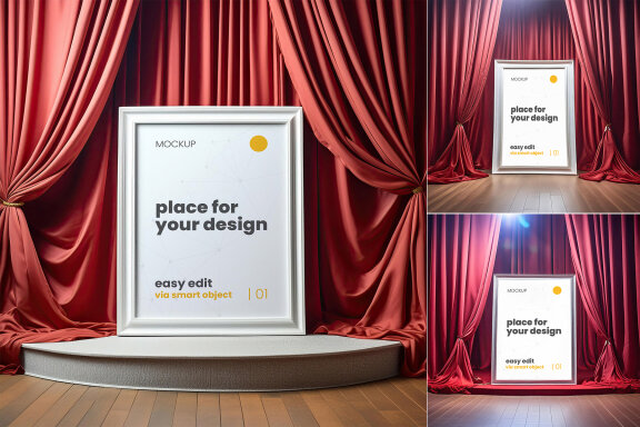 Red Curtains Stage Poster Mockups