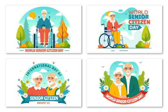 10 World Senior Citizen Day Illustration