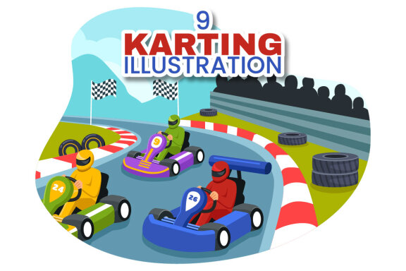 9 Karting Sport Illustration