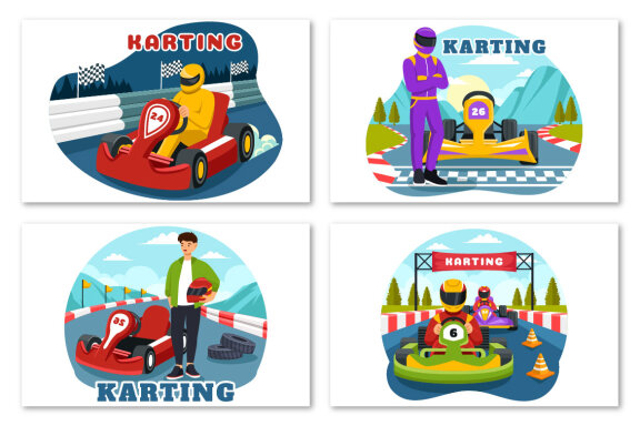 9 Karting Sport Illustration