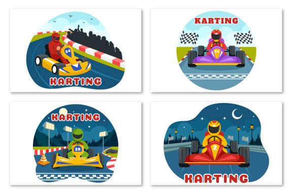 9 Karting Sport Illustration