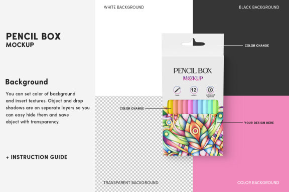 Pencil Box Mockup Set