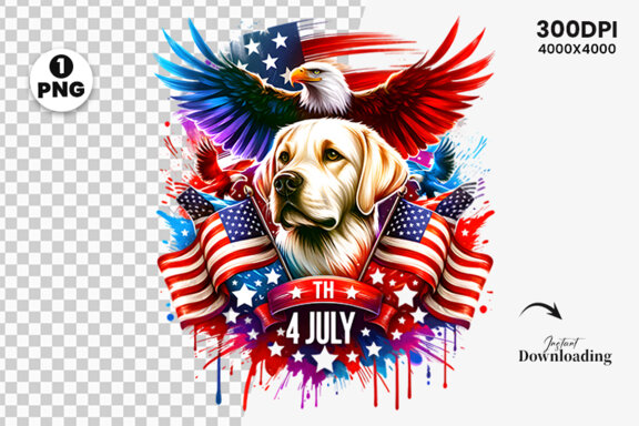 4th July Patriotic Dog & Eagle FREE Clipart