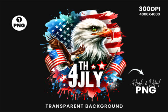 4th July Patriotic Dog & Eagle FREE Clipart