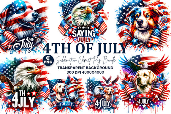 4th July Patriotic Dog & Eagle FREE Clipart