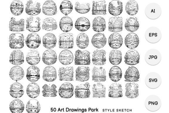 Art Drawings Park Element Black
