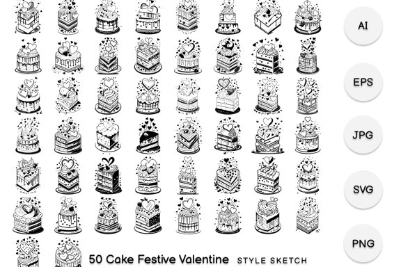 Cake Festive Valentine Element Black