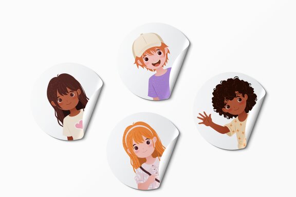 16 Diverse Kids Vector Avatars Set