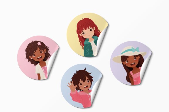 16 Diverse Kids Vector Avatars Set