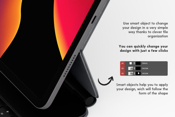 iPad with Keyboard and Pencil Mockup