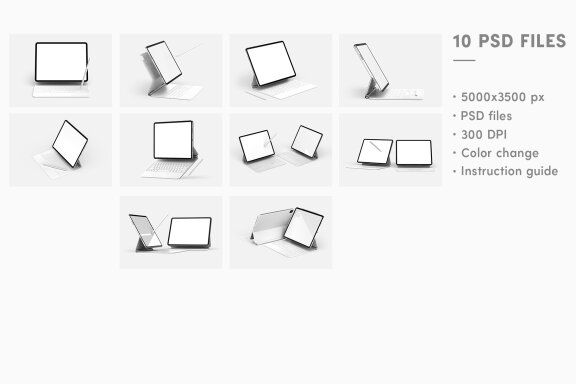 iPad with Keyboard and Pencil Mockup