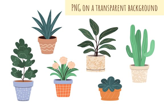 24  Flat Vector Houseplants Set