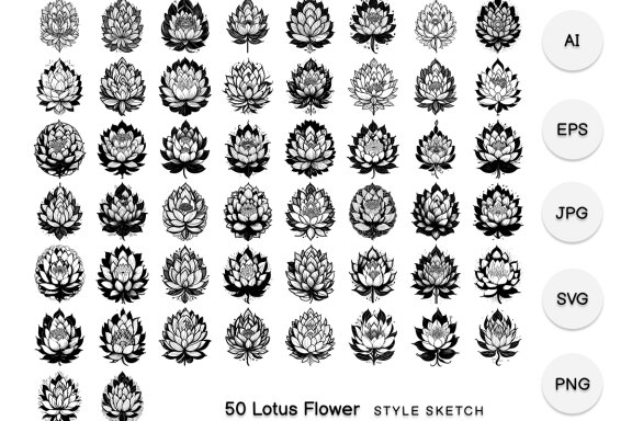 Lotus Flower Element Draw Black