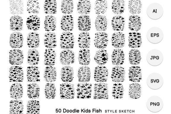 Doodle Kids Fish Element Draw Black