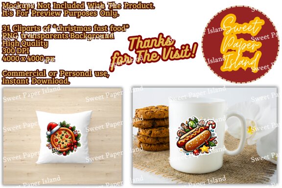 Pack Of 31 Clipart - Christmas Fast Food