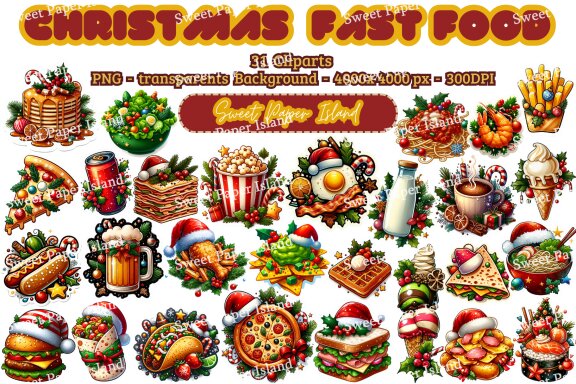 Pack Of 31 Clipart - Christmas Fast Food