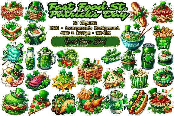 Pack Of 37 Clipart - St. Patricks Day Fast Food!