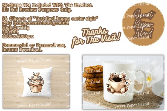 Pack Of 38 Cliparts - Fast Food Happy Easter Style
