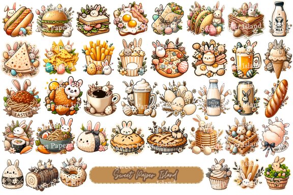 Pack Of 38 Cliparts - Fast Food Happy Easter Style