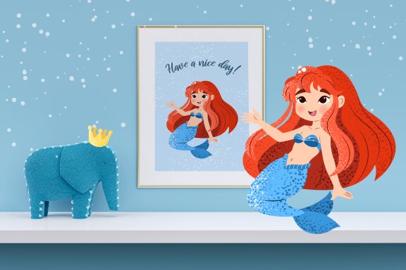21 Cartoon Mermaids Clipart Set