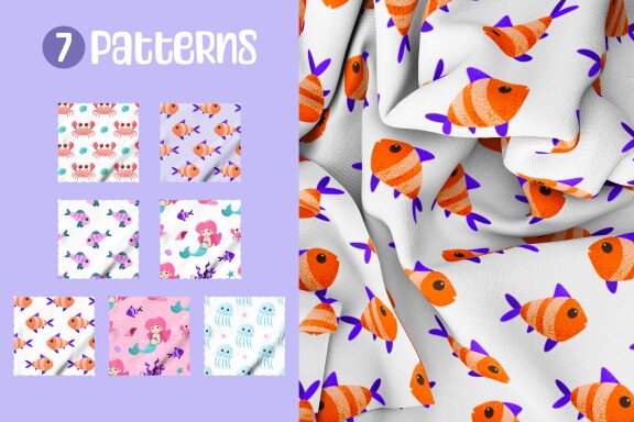 Underwater Seamless Pattern Set