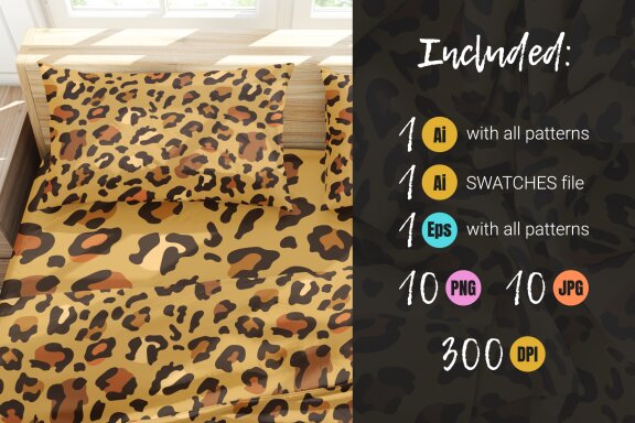 5 Leopard Print Seamless Pattern Set
