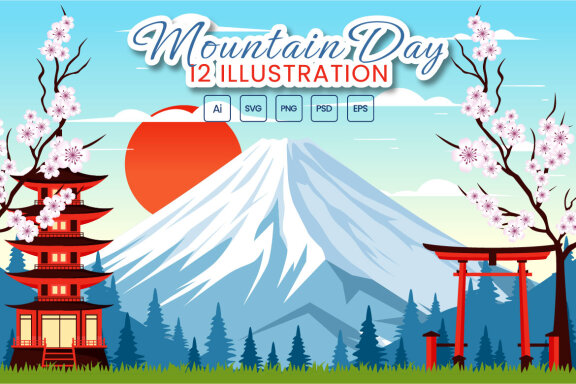12 Mountain Day in Japan Illustration