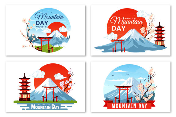 12 Mountain Day in Japan Illustration