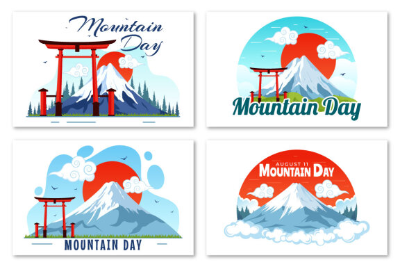 12 Mountain Day in Japan Illustration