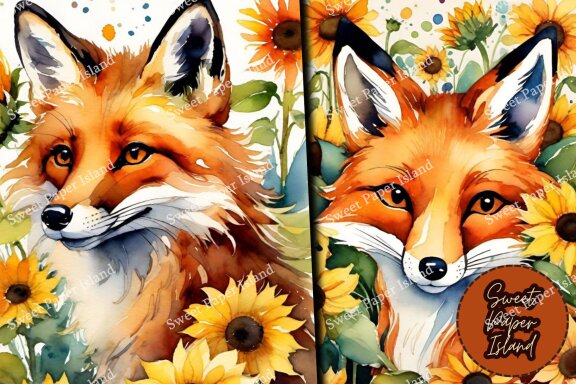 FREE 10 Digital Papers - Friendly Foxes