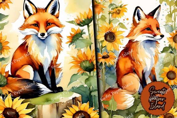 FREE 10 Digital Papers - Friendly Foxes