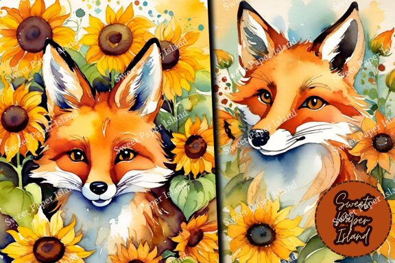 FREE 10 Digital Papers - Friendly Foxes