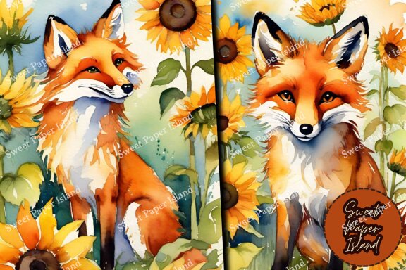 FREE 10 Digital Papers - Friendly Foxes