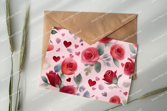 Pack Of 6 Digital Papers - The Love Is In The Air In Watercolor