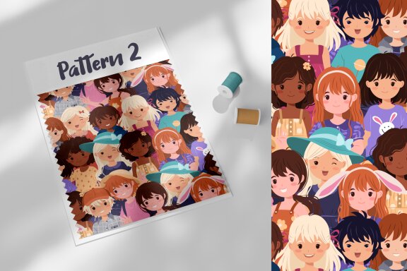 Set of 2 Seamless Patterns with Kids