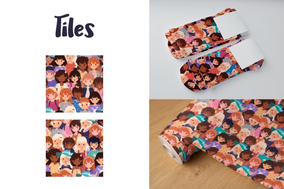 Set of 2 Seamless Patterns with Kids