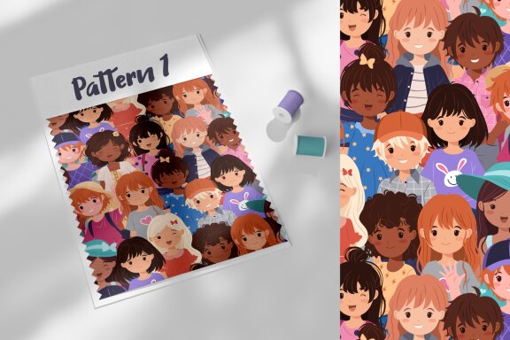Set of 2 Seamless Patterns with Kids