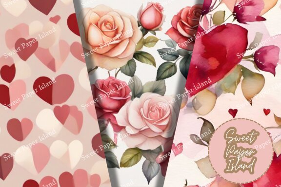 6 FREE Digital Papers - Petals Of Love
