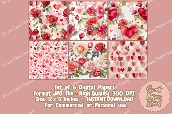 6 FREE Digital Papers - Petals Of Love