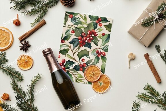 Pack Of 6 Digital Papers -  Christmas Fever In Watercolor