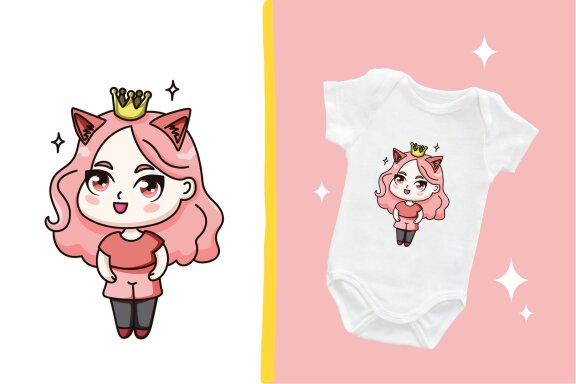 Set of 18 Chibi Girls Vector Clipart