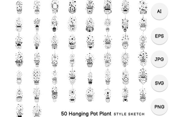 Hanging Pot Plant Element Icon Black