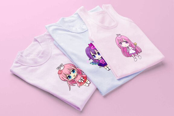 Set of 19 Chibi Girls Vector Clipart